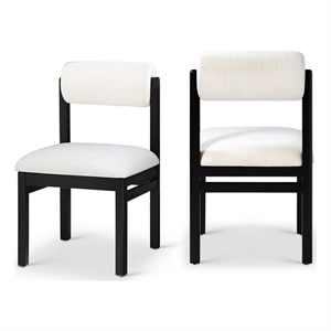 Bowery Hill Contemporary Cream Linen Textured Fabric Dining Chair (Set of 2)