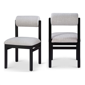 Bowery Hill Contemporary Grey Linen Textured Fabric Dining Chair (Set of 2)