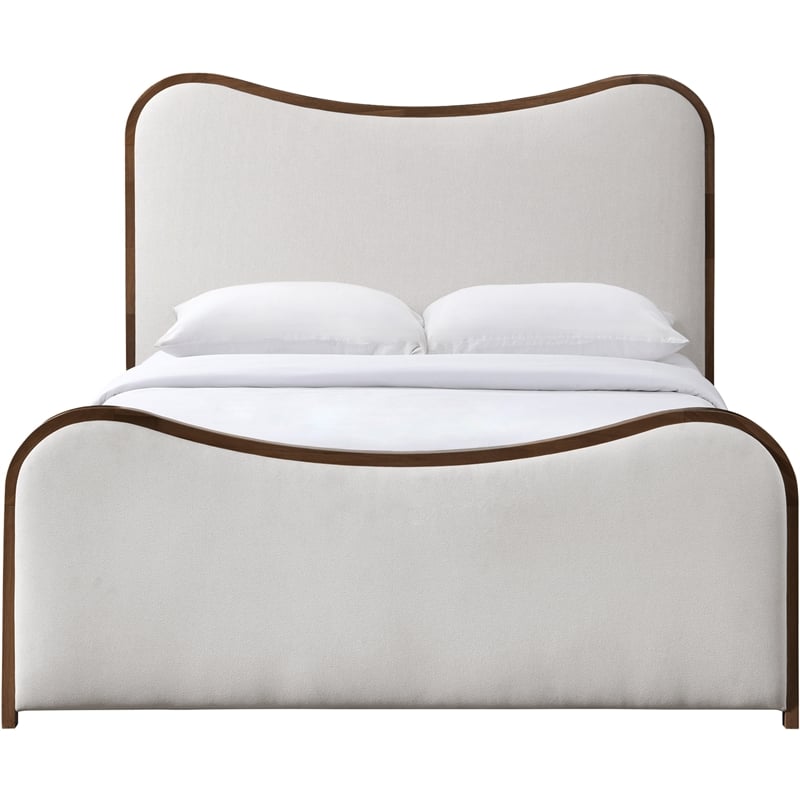 Bowery Hill Contemporary Beige Linen Textured Fabric Upholstered Queen Bed