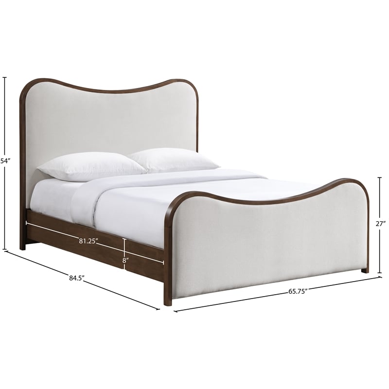 Bowery Hill Contemporary Beige Linen Textured Fabric Upholstered Queen Bed