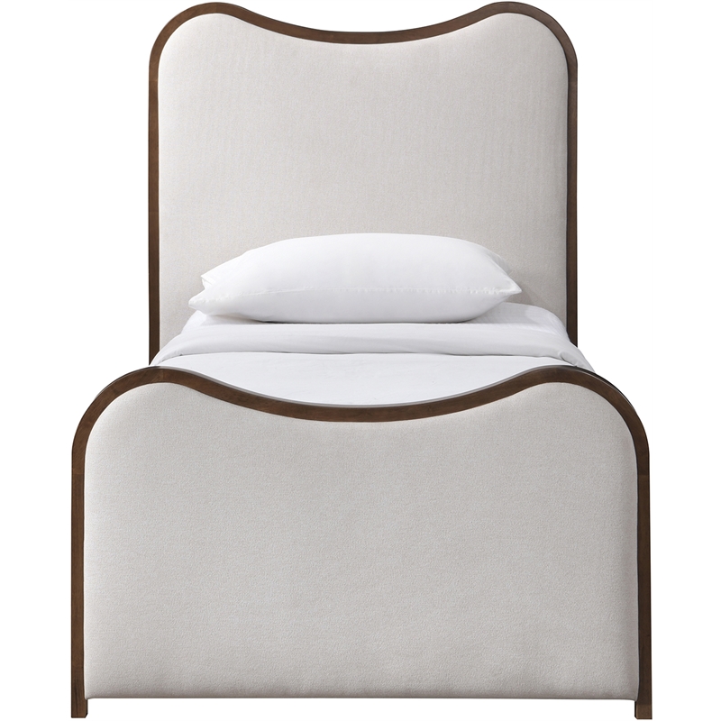 Bowery Hill Contemporary Beige Linen Textured Fabric Upholstered Twin Bed