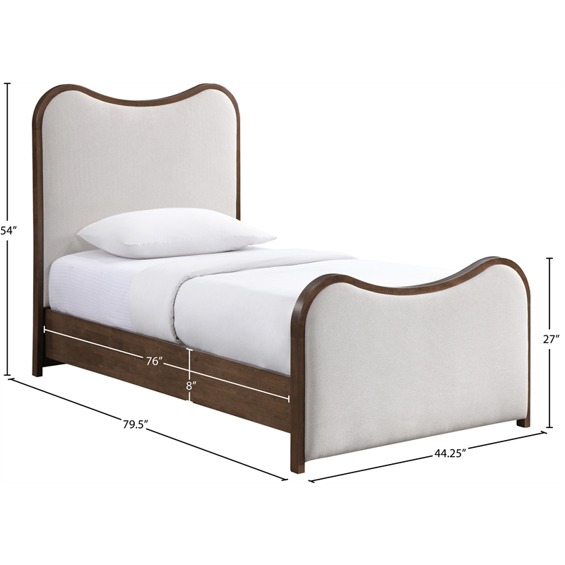 Bowery Hill Contemporary Beige Linen Textured Fabric Upholstered Twin Bed