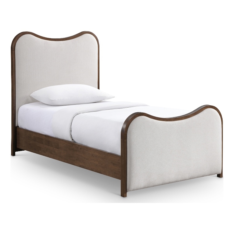 Bowery Hill Contemporary Beige Linen Textured Fabric Upholstered Twin Bed