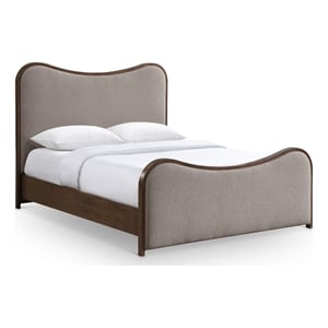 Bowery Hill Contemporary Brown Linen Textured Fabric Upholstered King Bed