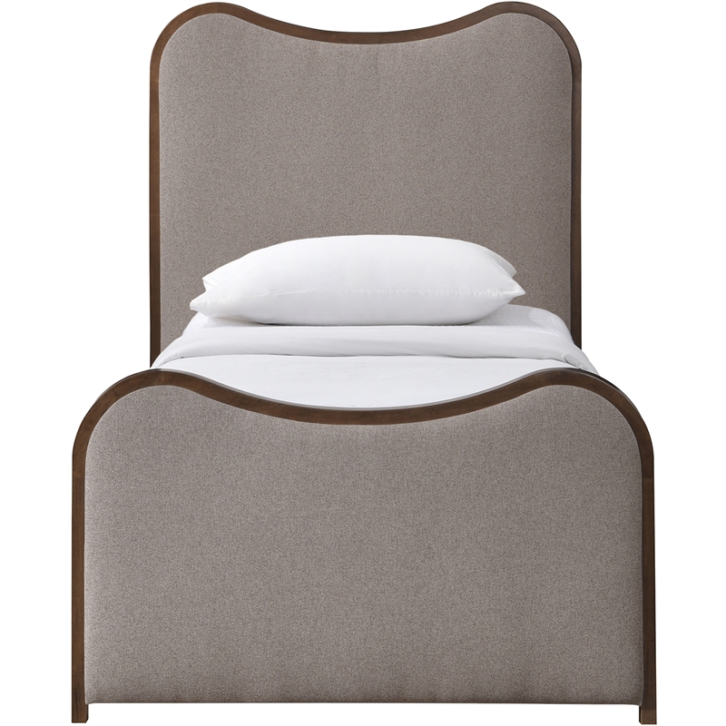 Bowery Hill Contemporary Brown Linen Textured Fabric Upholstered Twin Bed