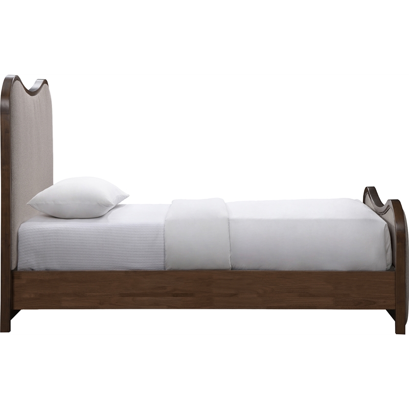 Bowery Hill Contemporary Brown Linen Textured Fabric Upholstered Twin Bed