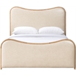 Bowery Hill Contemporary Cream Vegan Leather Upholstered Queen Bed