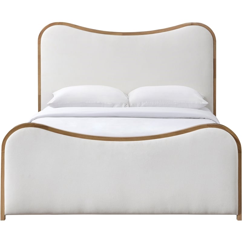 Bowery Hill Contemporary Cream Linen Textured Fabric Upholstered King Bed