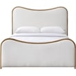 Bowery Hill Contemporary Cream Linen Textured Fabric Upholstered Queen Bed