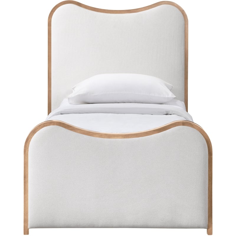 Bowery Hill Contemporary Cream Linen Textured Fabric Upholstered Twin Bed