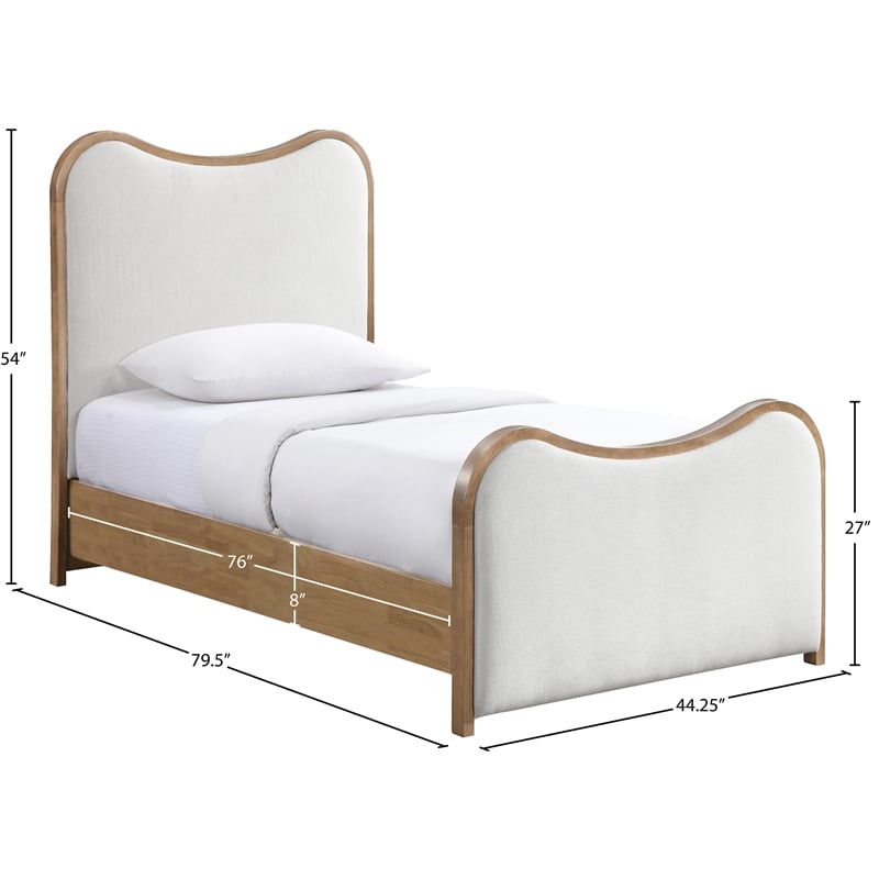 Bowery Hill Contemporary Cream Linen Textured Fabric Upholstered Twin Bed