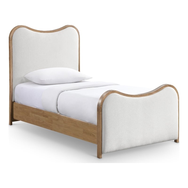 Bowery Hill Contemporary Cream Linen Textured Fabric Upholstered Twin Bed