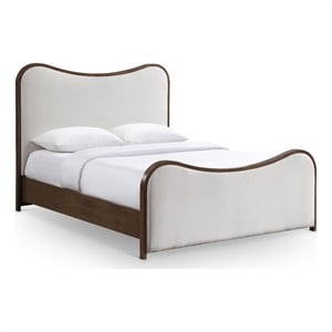 Bowery Hill Contemporary Beige Linen Textured Fabric Upholstered Full Bed