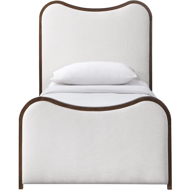 Bowery Hill Contemporary Cream Linen Textured Fabric Upholstered Twin Bed