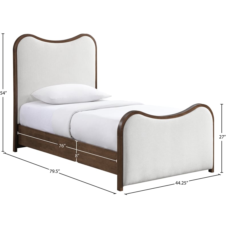 Bowery Hill Contemporary Cream Linen Textured Fabric Upholstered Twin Bed