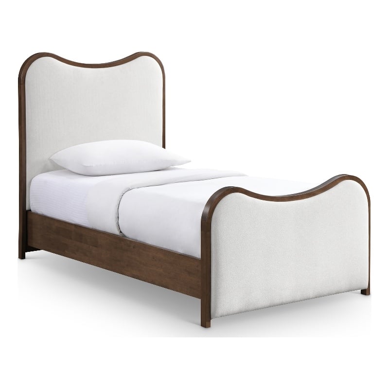 Bowery Hill Contemporary Cream Linen Textured Fabric Upholstered Twin Bed