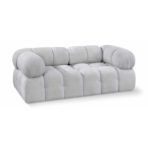 Bowery Hill 136&quot Grey Boucle Fabric Upholstered 4-Oiece Modular Sofa