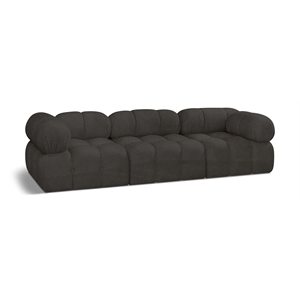 Bowery Hill 136&quot Brown Boucle Fabric Upholstered 4-Oiece Modular Sofa