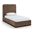 Bowery Hill Contemporary Brown Durable Velvet Upholstered Twin Bed
