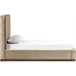 Bowery Hill Contemporary Beige Durable Velvet Upholstered Twin Bed