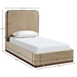 Bowery Hill Contemporary Beige Durable Velvet Upholstered Twin Bed