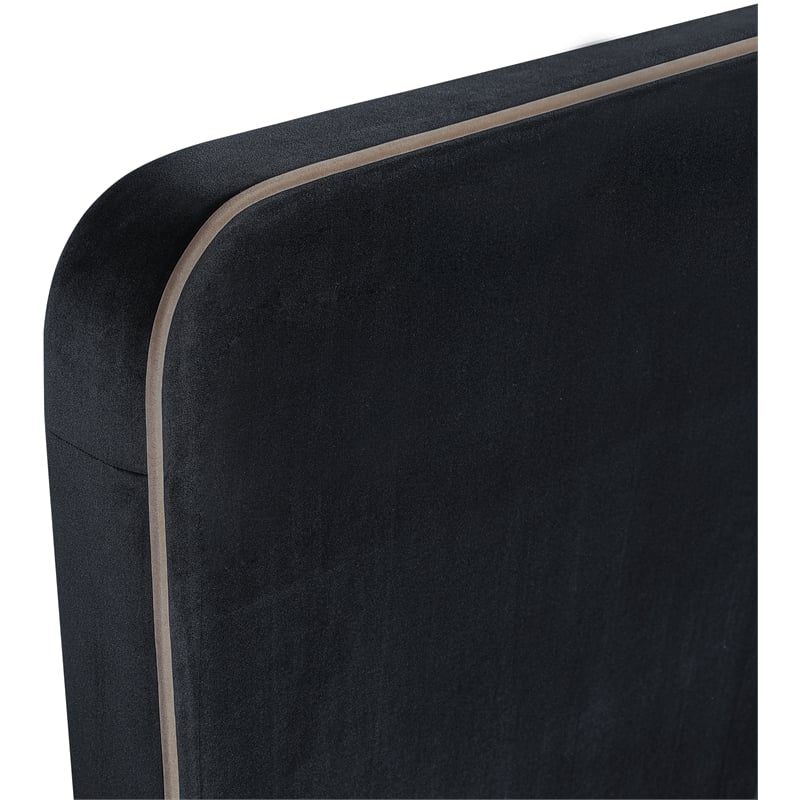 Bowery Hill Contemporary Black Durable Velvet Upholstered Queen Bed
