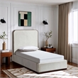 Bowery Hill Contemporary Cream Durable Velvet Upholstered Twin Bed