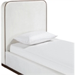 Bowery Hill Contemporary Cream Durable Velvet Upholstered Twin Bed