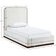 Bowery Hill Contemporary Cream Durable Velvet Upholstered Twin Bed
