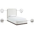Bowery Hill Contemporary Cream Durable Velvet Upholstered Twin Bed