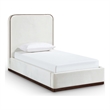 Bowery Hill Contemporary Cream Durable Velvet Upholstered Twin Bed
