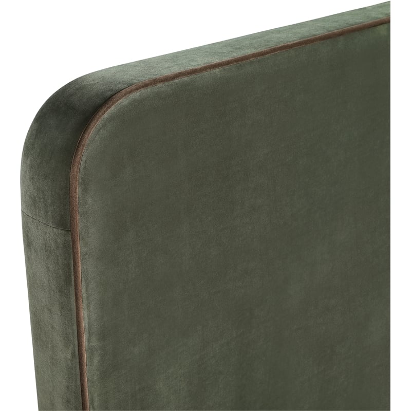 Bowery Hill Contemporary Green Durable Velvet Upholstered King Bed