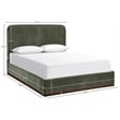 Bowery Hill Contemporary Green Durable Velvet Upholstered King Bed