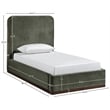 Bowery Hill Contemporary Green Durable Velvet Upholstered Twin Bed