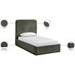 Bowery Hill Contemporary Green Durable Velvet Upholstered Twin Bed