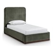Bowery Hill Contemporary Green Durable Velvet Upholstered Twin Bed
