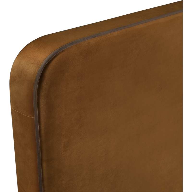 Bowery Hill Contemporary Saddle Velvet Upholstered Queen Bed