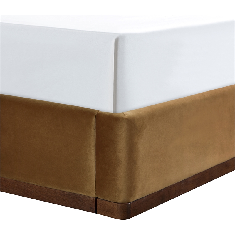 Bowery Hill Contemporary Saddle Durable Velvet Upholstered Twin Bed