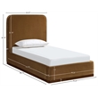 Bowery Hill Contemporary Saddle Durable Velvet Upholstered Twin Bed