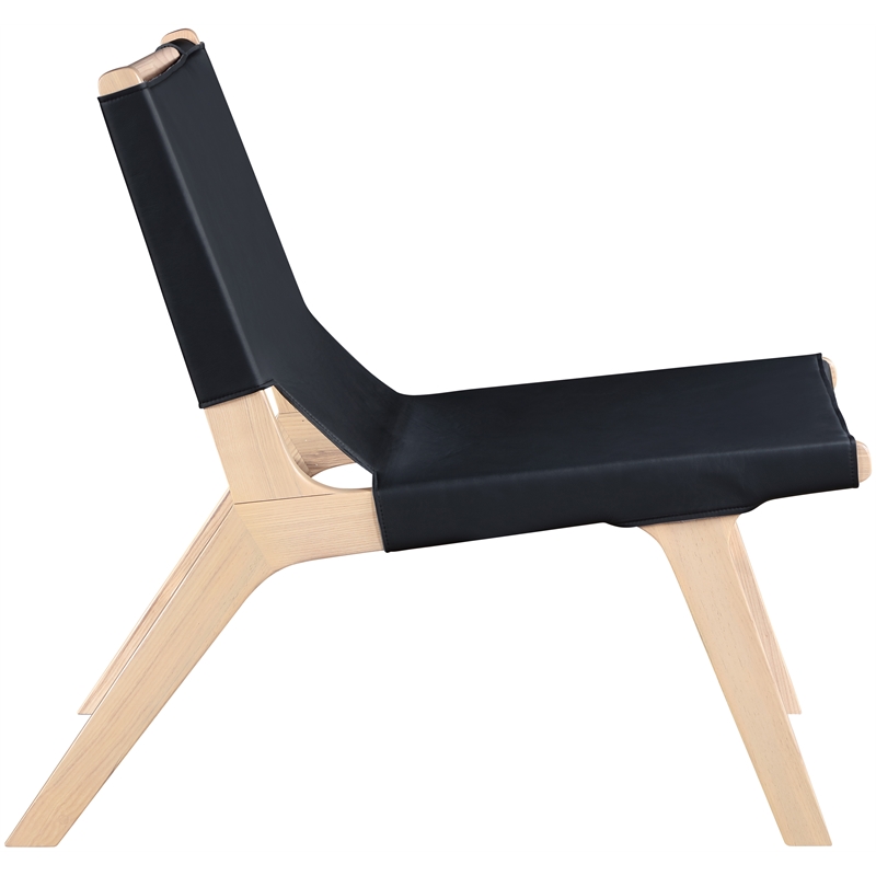 Bowery Hill Contemporary Black Vegan Leather Upholstered Accent Chair