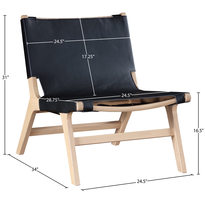 Bowery Hill Contemporary Black Vegan Leather Upholstered Accent Chair