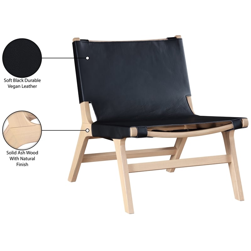 Bowery Hill Contemporary Black Vegan Leather Upholstered Accent Chair