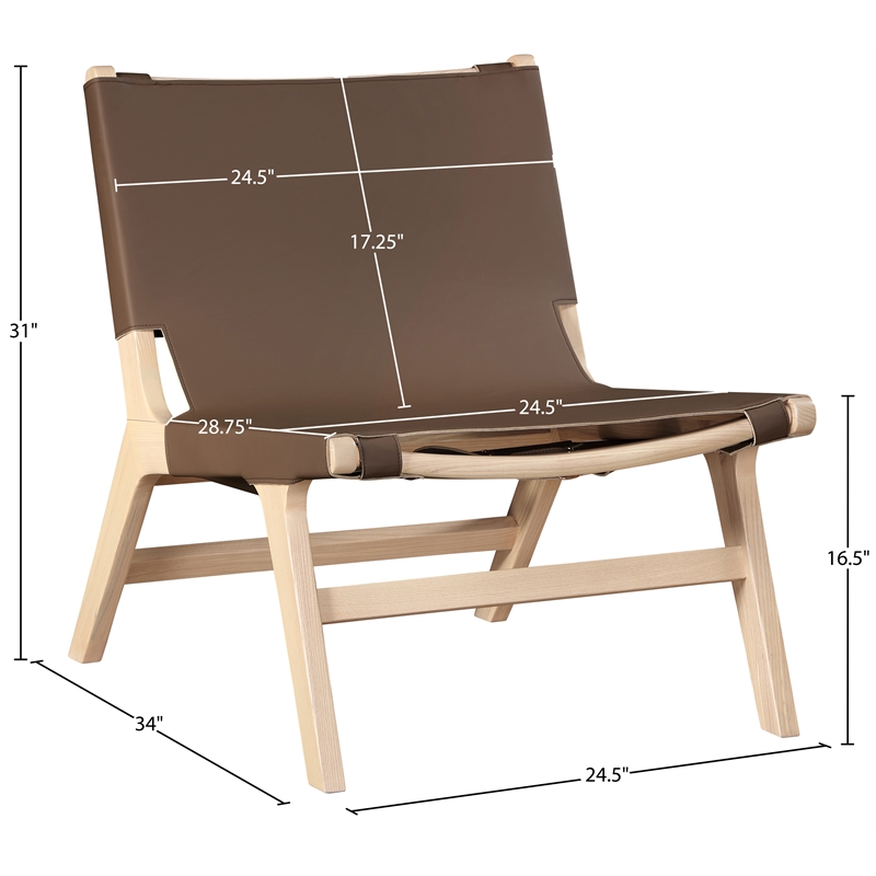 Bowery Hill Contemporary Brown Vegan Leather Upholstered Accent Chair