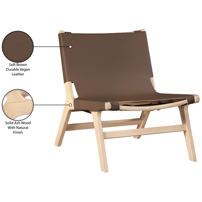 Bowery Hill Contemporary Brown Vegan Leather Upholstered Accent Chair