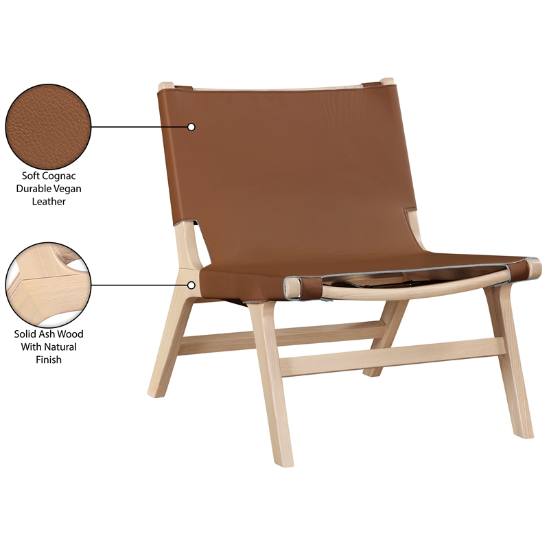 Bowery Hill Contemporary Cognac Vegan Leather Upholstered Accent Chair