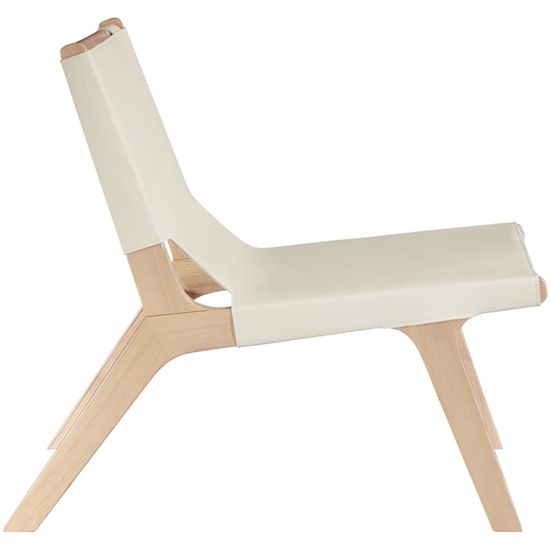 Bowery Hill Contemporary Cream Vegan Leather Upholstered Accent Chair