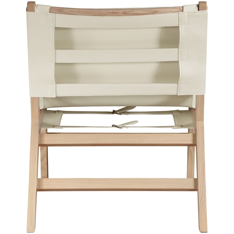 Bowery Hill Contemporary Cream Vegan Leather Upholstered Accent Chair