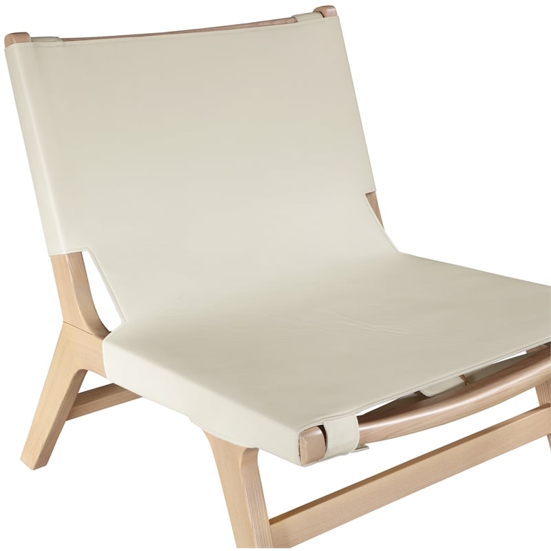 Bowery Hill Contemporary Cream Vegan Leather Upholstered Accent Chair