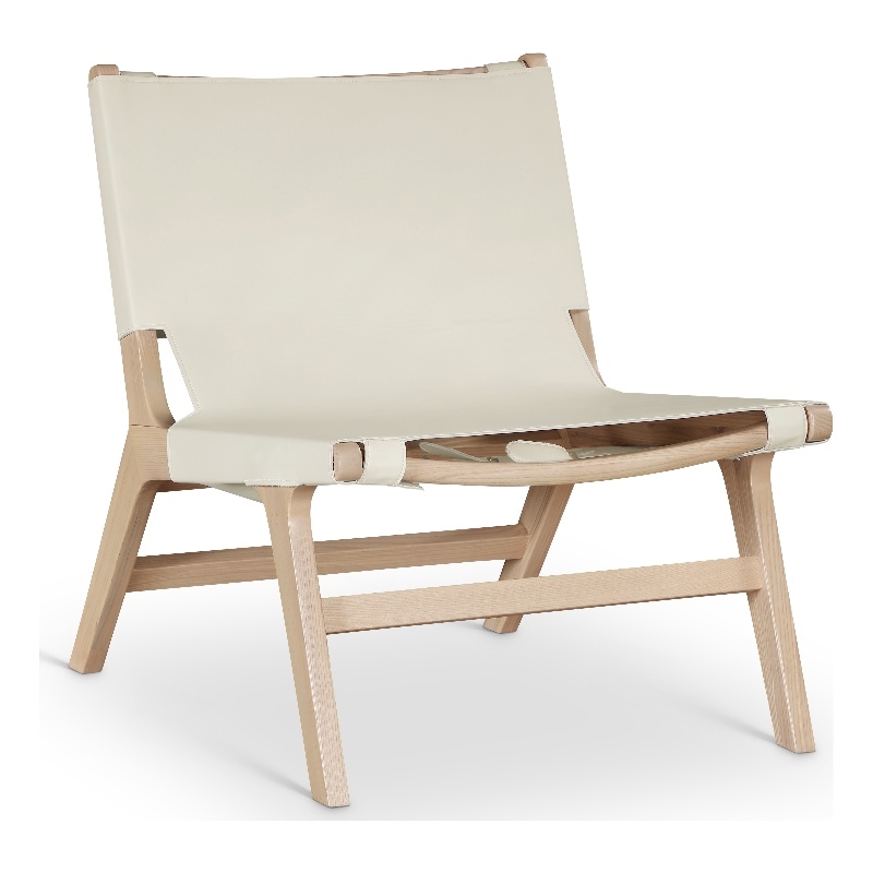 Bowery Hill Contemporary Cream Vegan Leather Upholstered Accent Chair