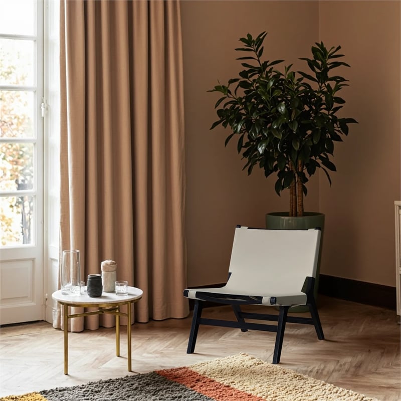 Bowery Hill Contemporary Beige Vegan Leather Upholstered Accent Chair